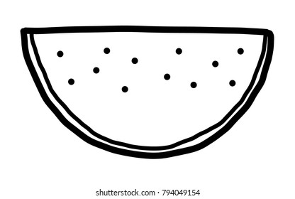 watermelon / cartoon vector and illustration, black and white, hand drawn, sketch style, isolated on white background.