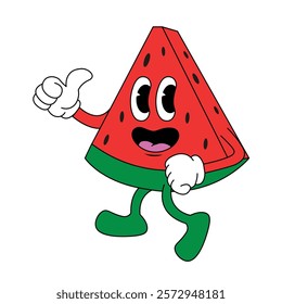 Watermelon Cartoon Vector Illustration  Retro