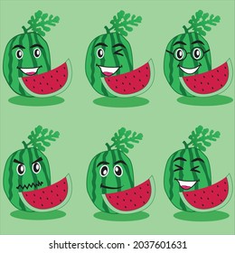 Watermelon character. Can be use for flascard or education books for children, A simple flat vector design.