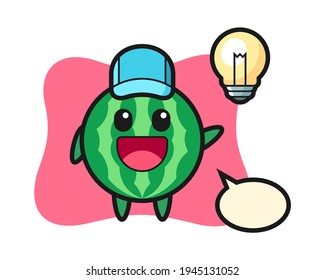 Watermelon character cartoon getting the idea