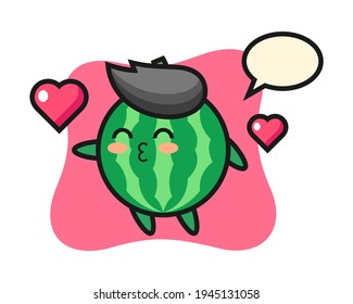 Watermelon character cartoon with kissing gesture