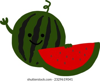 icono vectorial de ilustración plana con carácter de sandíaLas manos pueden moverse.