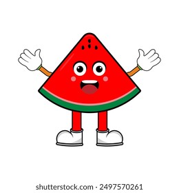 Watermelon character mascot vector illustration. Mascot illustration isolated on white background