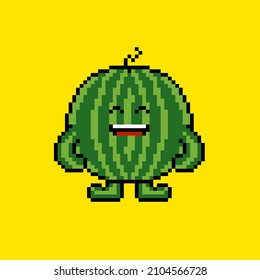 Watermelon character in pixel art 