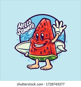 watermelon character ready for summer holyday