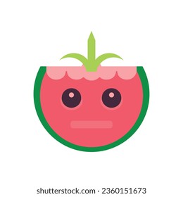 Ilustración vectorial del personaje de la sandía, arte vectorial del personaje de la mascota de la sandía. Ilustración infantil. Perfecto para logotipo, pegatina, icono, etc. 