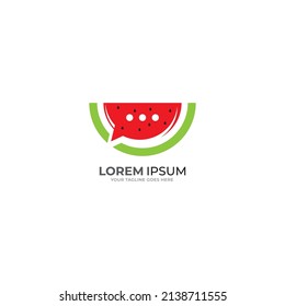 Watermelon Chat design Illustration Vector Template.