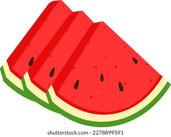 Melón de agua troceada Pieza Fruta roja Jugoso tropical verano fresco aislado