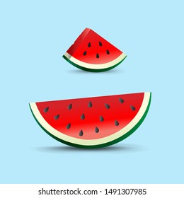 Watermelon chunks realistic vector illustration