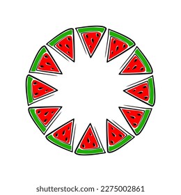 Wassermelonenkreis-Rahmen. Wassermelone Grenzkarte. Postcard Sommerelement.