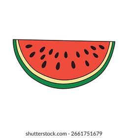Vetor de elemento de clip art de melancia. Páginas de coloração de melancia para crianças. Cartão de melancia de frutas. Letras W é para melancia. Planilhas de frutas divertidas imprimíveis para a atividade das crianças. Atividade de verão.
