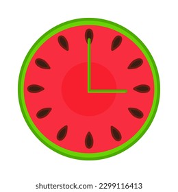 Watermelon clock. Fruit summer vector illustration
