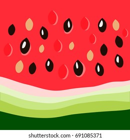 Watermelon close up. seeds on the bright red juicy background. Pattern for textile print, menu and food posters decoration, wrapping paper, wallpaper, backdrop, banner.