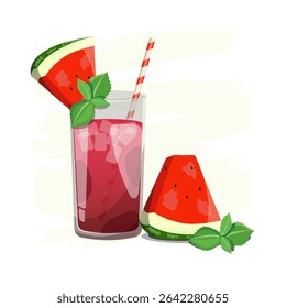 watermelon cocktail with mint and ice