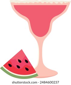 Watermelon cocktail summer vector illustration