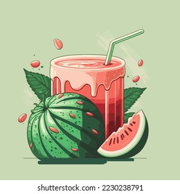 watermelon cocktails. Summer refreshing smoothies drinks with a slice of watermelon Splash
