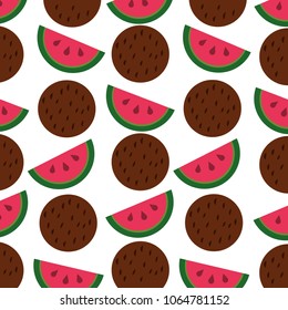 watermelon and coconut fruits pattern