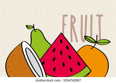 watermelon coconut orange pear fruit tasty banner