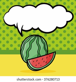 watermelon color doodle, speech bubble