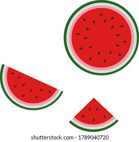 watermelon color flat icons, vector