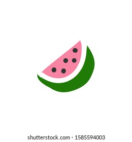 Watermelon colored icon. Vector illustration of a melon berry. Slice of summer fruit on the white background. 