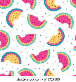 Watermelon colorful doodle kids seamless pattern with triangles