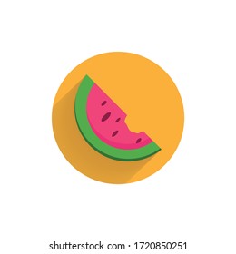 Watermelon colorful flat icon with long shadow. Watermelon flat icon