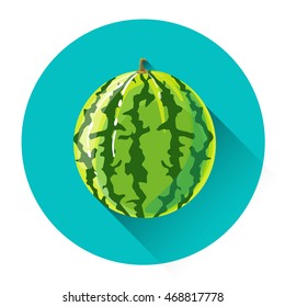 Watermelon Colorful Fruit Icon Flat Vector Illustration