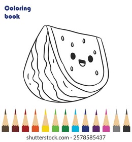 watermelon coloring book design illustration