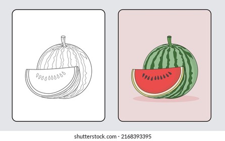 watermelon coloring book or educational pages for kids