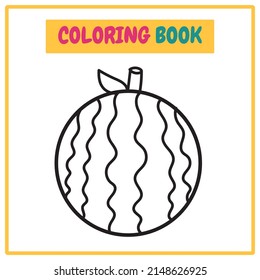 Watermelon Coloring Book or Outline Vector Design