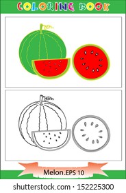 Watermelon coloring book vector