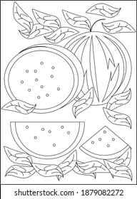 Watermelon for coloring book, vector with eps10 file format, is perfect for children learning to color and will increase their creativity.