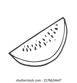 Watermelon coloring book. Vector illustration. Juicy watermelon in doodle style