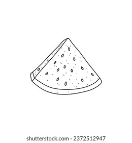 Watermelon coloring book. Vector illustration. Juicy watermelon doodle isolated on white background