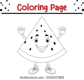 watermelon coloring page for children. coloring book, vector illustration.