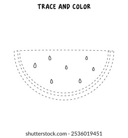 Páginas de coloração de melancia para crianças. Melancia de traço e cor. Cartão de melancia de frutas para crianças. Melancia isolada sobre fundo branco. Planilhas de jardim de infância e pré-escola imprimíveis para crianças. 