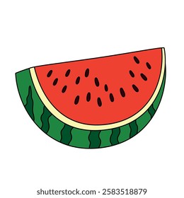 Watermelon coloring pages for kids. Trace and color watermelon. Watermelon fruit flashcard for kids. Watermelon isolated on white background. Kindergarten and preschool worksheets printable for kids. 