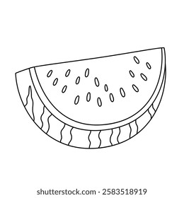 Watermelon coloring pages for kids. Trace and color watermelon. Watermelon fruit flashcard for kids. Watermelon isolated on white background. Kindergarten and preschool worksheets printable for kids. 