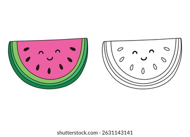Watermelon coloring pages for kids. Trace and color Watermelon. Watermelon fruit flashcard. The Letters W is for Watermelon. Fun fruit worksheets printable for kids activity. Summer activity for kids.