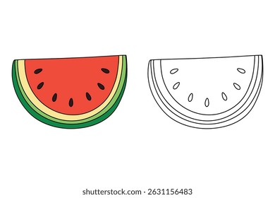 Watermelon coloring pages for kids. Trace and color Watermelon. Watermelon fruit flashcard. Letters W is for Watermelon. Fun fruit worksheets printable for kids activity. Summer activity.