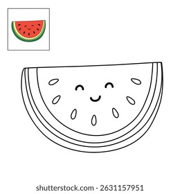 Watermelon coloring pages for kids. Trace and color Watermelon. Watermelon fruit flashcard. Letters W is for Watermelon. Fun fruit worksheets printable for kids activity. Summer activity.