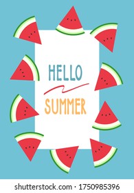 watermelon concept design, "hello summer" card. 