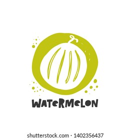 Watermelon concept. Ink hand drawn vector illustration. Can be used for cafe, menu, shop, bar, restaurant, poster, sticker, logo, detox diet concept, farmers market