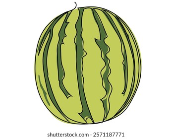 Watermelon in continuous line style and can be edited later