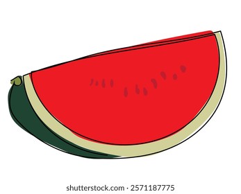 Watermelon in continuous line style and can be edited later