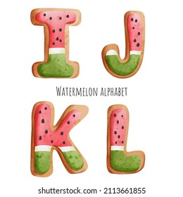 Watermelon cookies alphabet, cookies letter