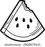 Watermelon Cross Section Slice Line Art Illustration with Seed Detail
