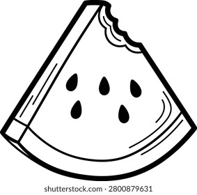 Watermelon Cross Section Slice Line Art Illustration with Seed Detail