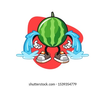Watermelon cry cartoon. Mascot Character vector.